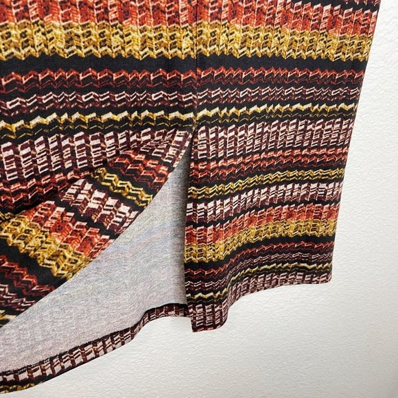 SOHO Apparel Ltd. Brown, Orange, Yellow Herringbone Boho Midi Skirt Size Medium - Picture 6 of 6